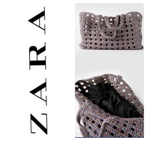 Zara Handbags - ZARA Shimmer Basket Weave Tote Bag